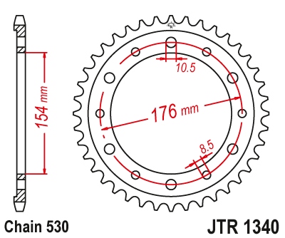 Zębatka tylna JT 43Z 530 HONDA VFR800 98-14