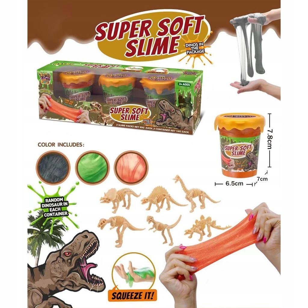 Zestaw Slime Mega Masa Glut Sensoryczna Antystresowa Dinozaur + Figurki