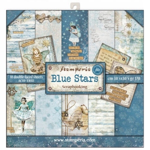 Zestaw papierów 30 x 30 cm Stamperia - Blue Stars