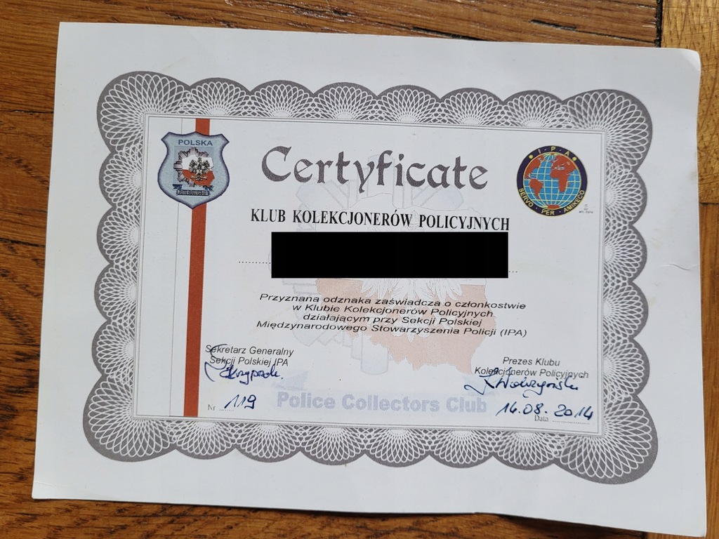 Policja Polska Dyplom do odznaki Klub Kolekjconerów III RP ciekawe