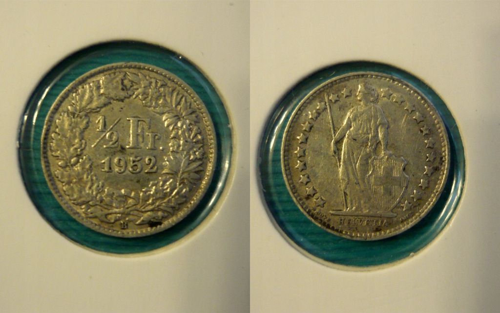 1/2 frank 1952 Szwajcaria moneta srebrna Stan !!