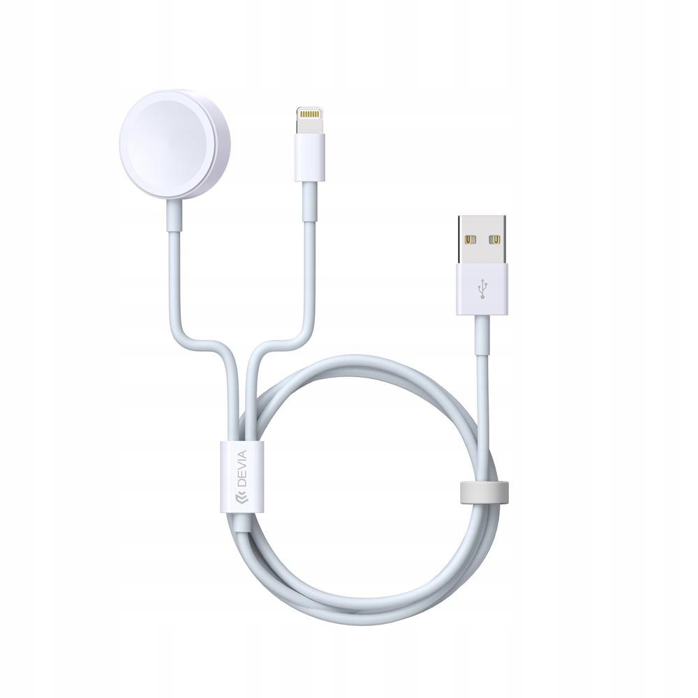 Devia kabel 2w1 Smart USB - Lightning biały z ładowarką indukcyjną do Apple