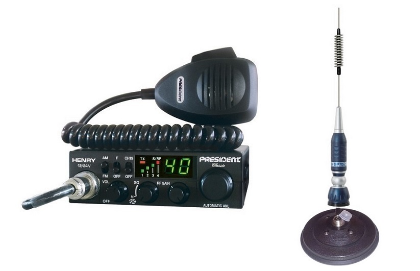 PRESIDENT HENRY RADIO CB + ANTENA SIRIO TURBO 800