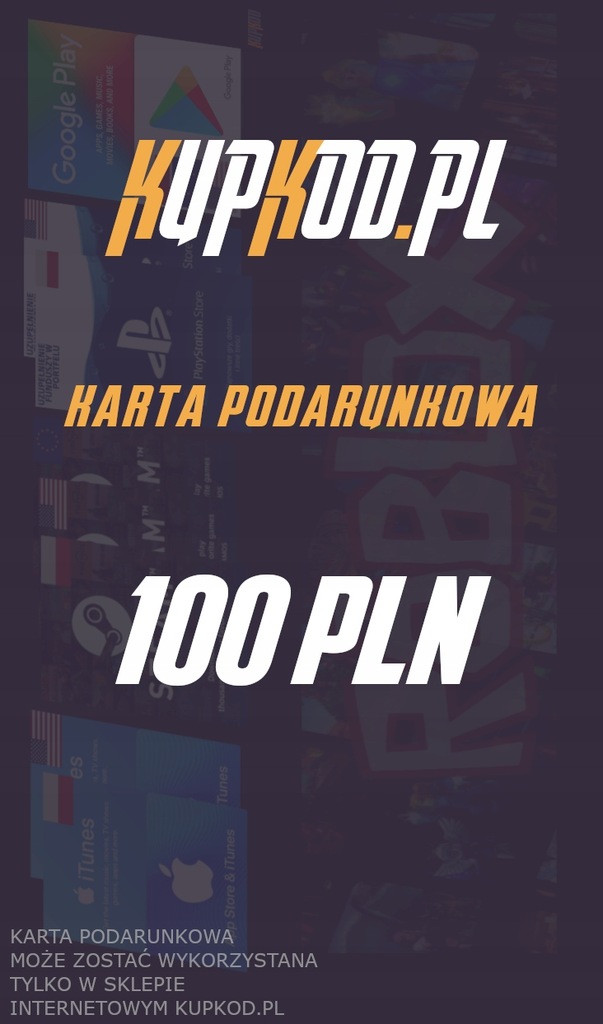 Karta podarunkowa do sklepu kupkod.pl 100zł