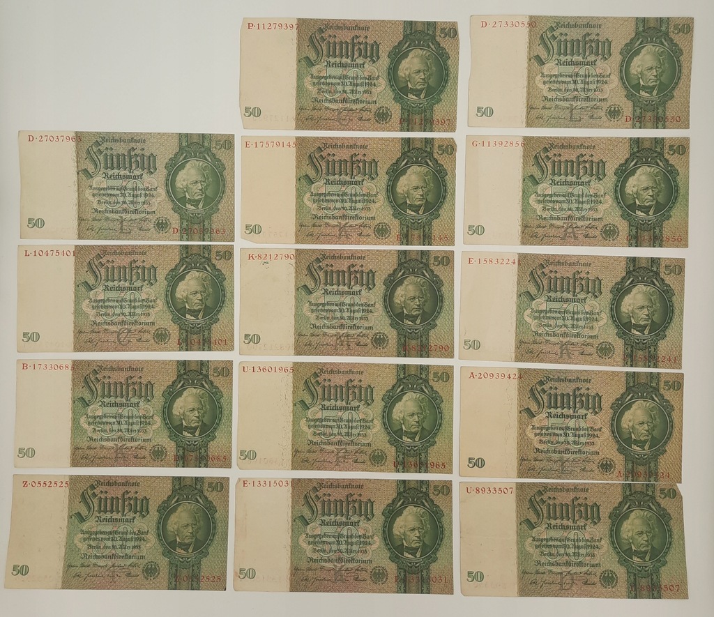 Banknot Niemcy 50 marek 1933 r. 14 szt.