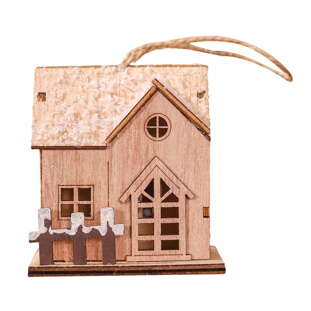 Christmas Village House Mini Wood House Figurine for Party Style B