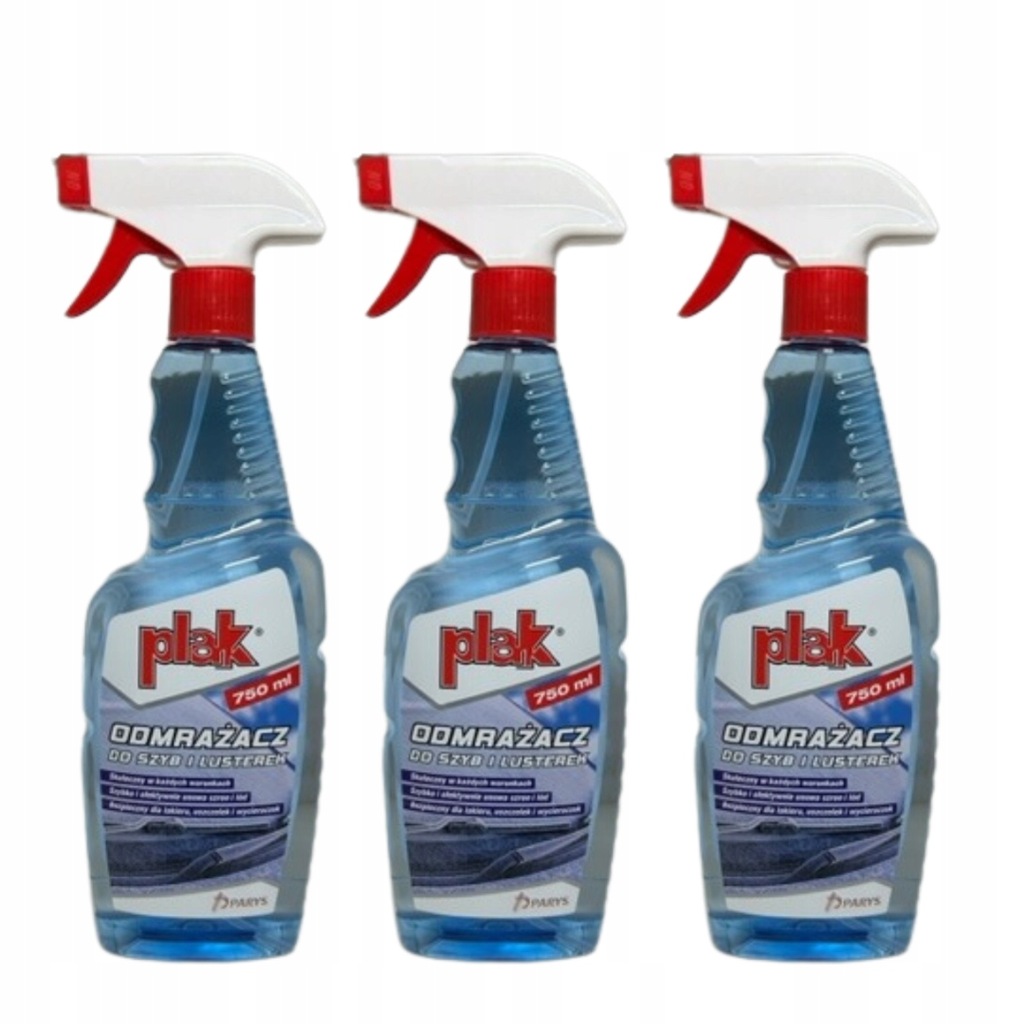 PLAK Zestaw Odmrażacz do Szyb i Lusterek 750ml zestaw 3 Sztuki