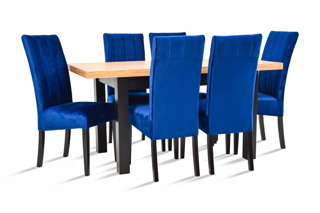 Masywny stół 80x120/160 6 krzeseł tapicerowane