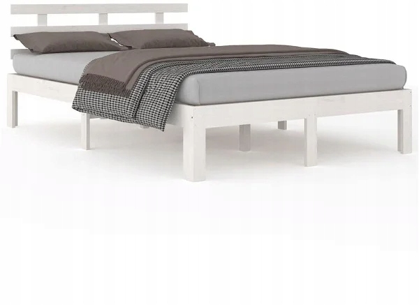 Rama łóżka biała z litego drewna 120 × 190 cm Small Double, 814725