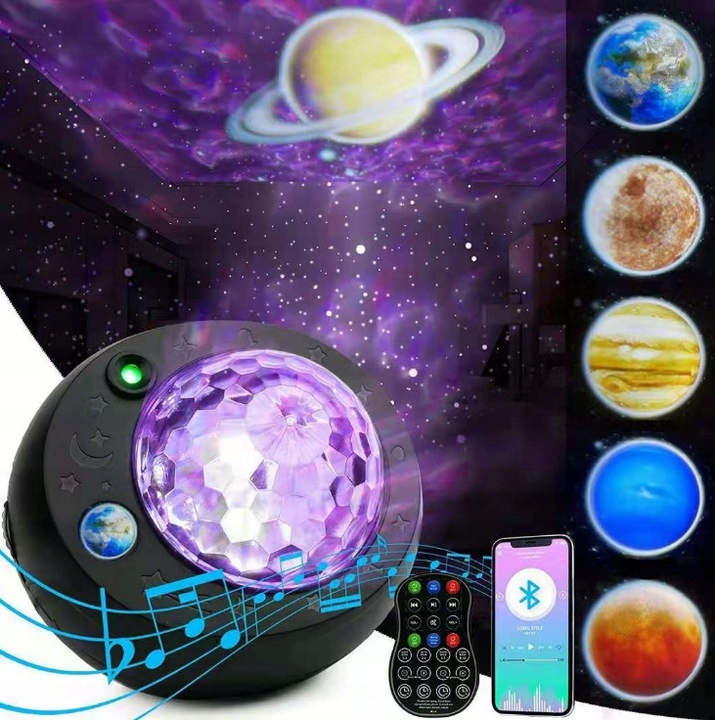 Kolorowe gwiaździste LED Projektor Planet Bluetoot