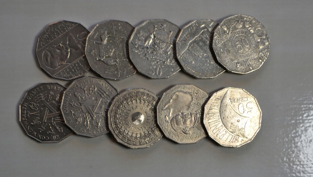 Australia - 50 Cents - okolicznościowe - miks - zestaw 10 monet