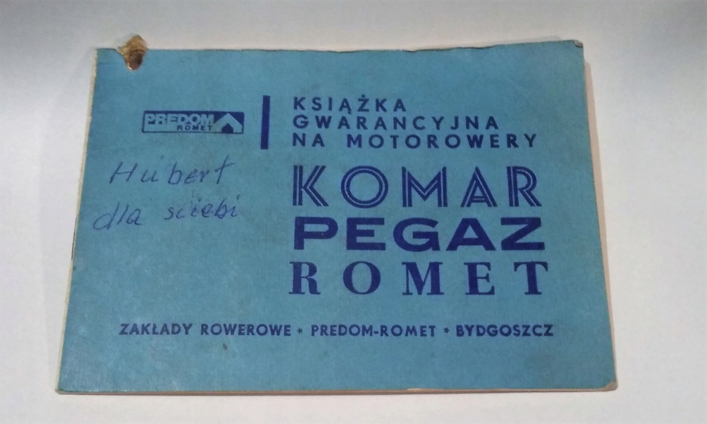 Motorower KOMAR Książeczka Gwarancyjna