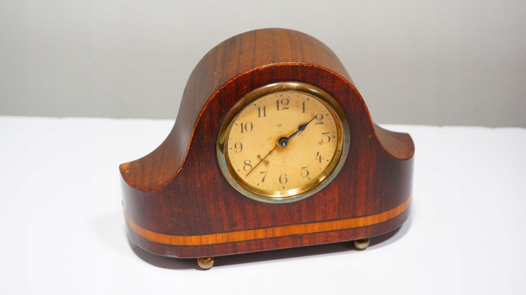 Stary Mały Drewniany Zegar Kominkowy XIX i XX W Do Naprawy