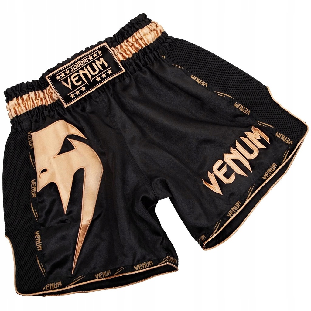 Venum Giant Spodenki Muay Thai Czarno/Złote M OD D