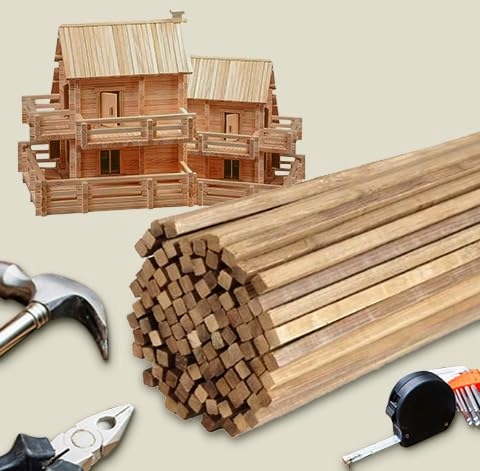 50 sztuk drewnianych listew do majsterkowania bambusowe pałeczki drewniane