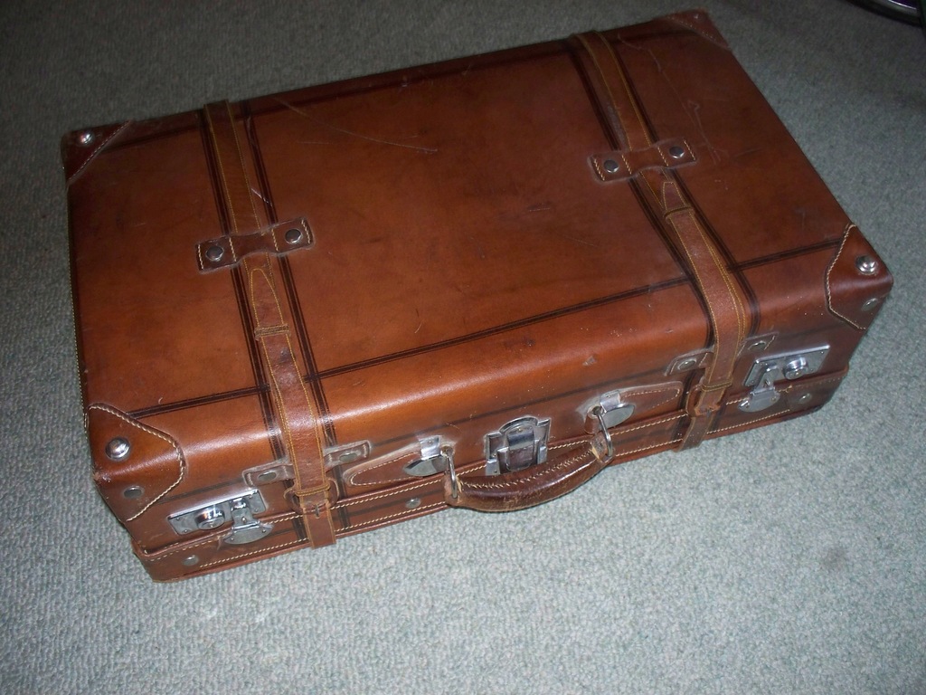 Walizka skórzana kufer vintage retro