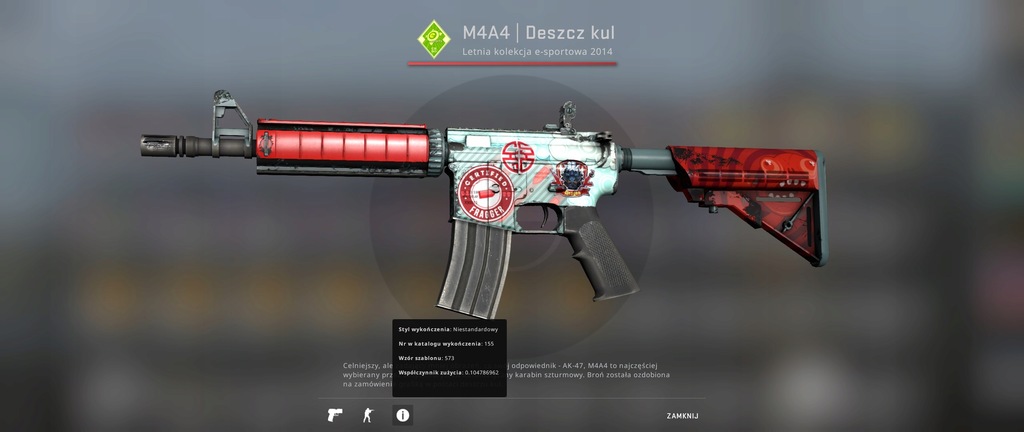Skin CS:GO M4a4 Bullet Rain Deszcz Kul MW lekkie