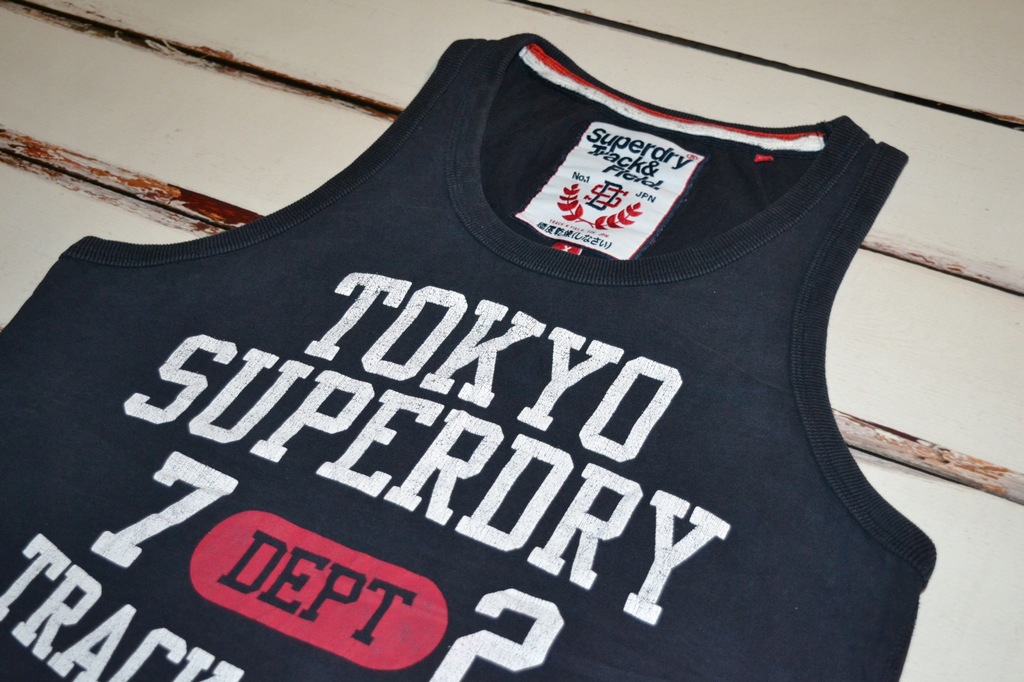 SUPERDRY _____ CZARNA KOSZULKA NA RAMIĄCZKACH _ XL