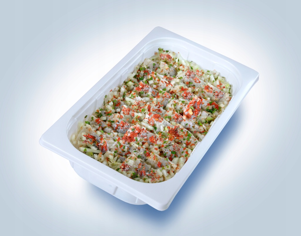 Śledź marynowany z suszonymi pomidorami 1 kg Filet Śledziowy, Sałatka 1 kg
