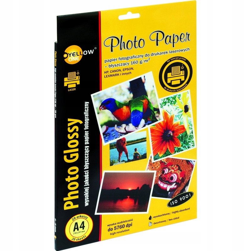 PAPIER FOTO YELLOW ONE A4 160 G BŁYSK (20) Yellow One