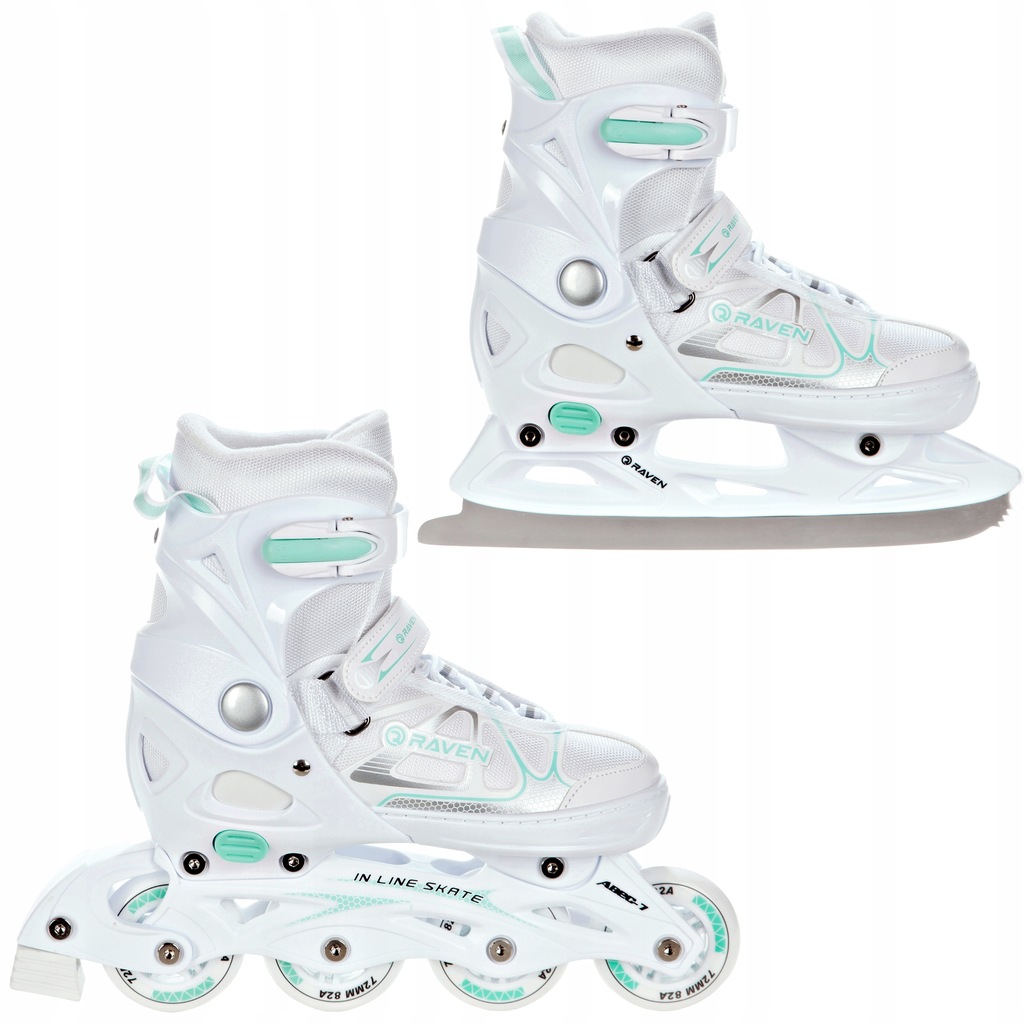 Rolki Łyżwy figurowe 2w1 Regulowane RAVEN Spirit White/Mint 40-43