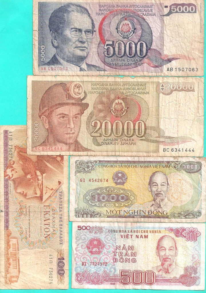 ŚWIAT BANKNOTY- 5 SZT