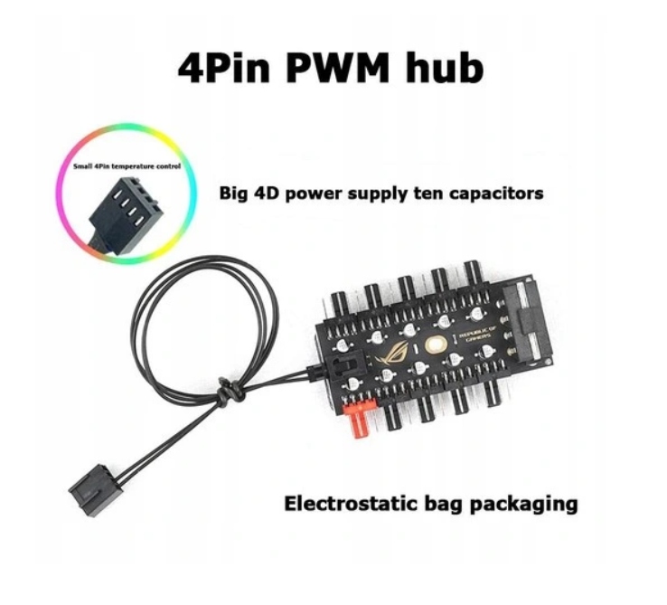 Rozdzielacz HUB PWM na 10 wentylatorów 1x10 MOLEX