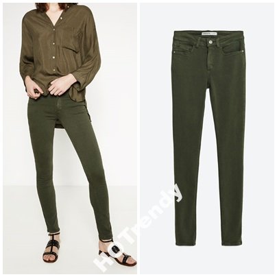 ZARA JEANSY SKINNY RURKI KHAKI S/36