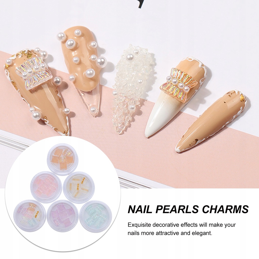 6 pudełek Nail Art Charms DIY Akcesoria Nail Art