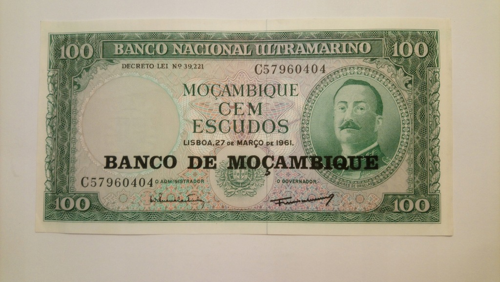 Banknot Mozambik 100 Escudos 1961 rok