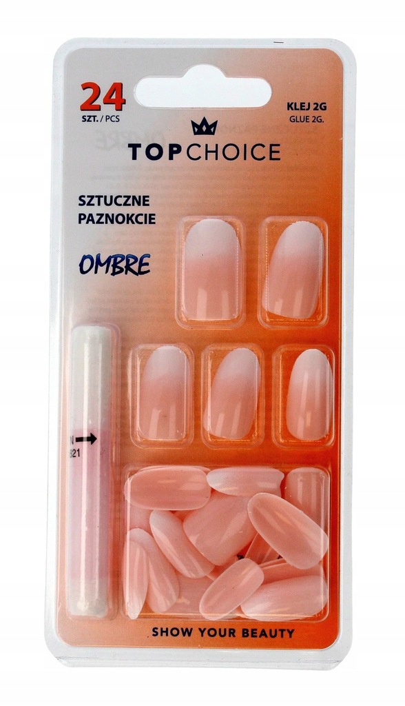 Top Choice Sztuczne paznokcie z klejem OMBRE 78026