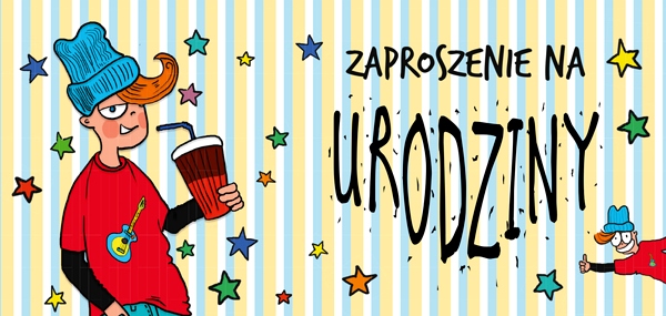 ZAPROSZENIE CHŁOPAK 5 SZTUK WRAZ Z KOPERTAMI