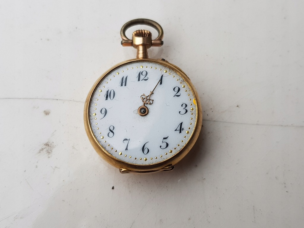 Stary sprawny złoty zegarek kieszonkowy