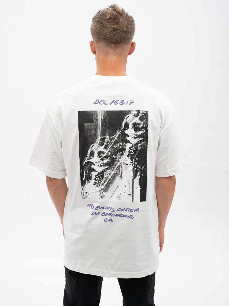 T-SHIRT MĘSKI REGULAR FIT Z NADRUKIEM BIAŁY I8 Denim Back Print S
