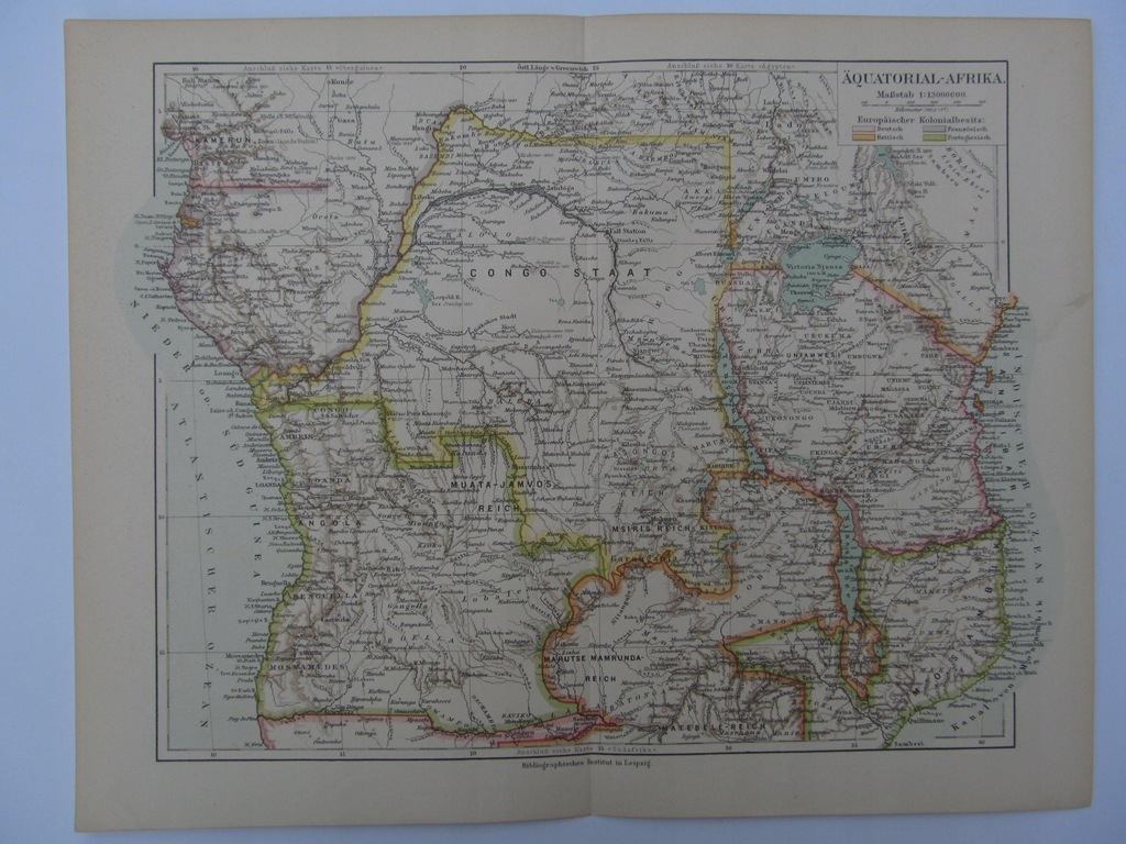 AFRYKA RÓWNIKOWA mapa 1897 r.