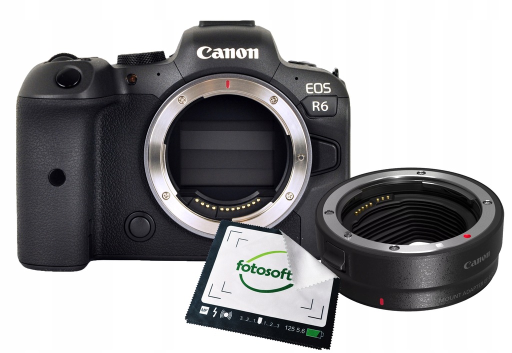 Aparat Canon EOS R6 BODY + ADAPTER CANON EF-EOS R czarny NOWY