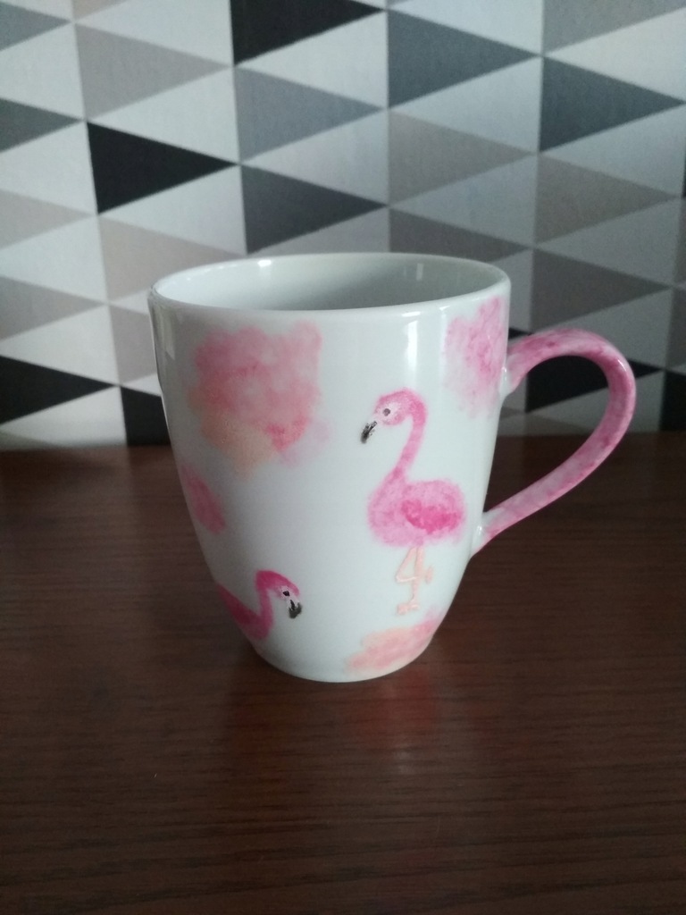 Kubek ręcznie malowany HANDMADE FLAMINGI