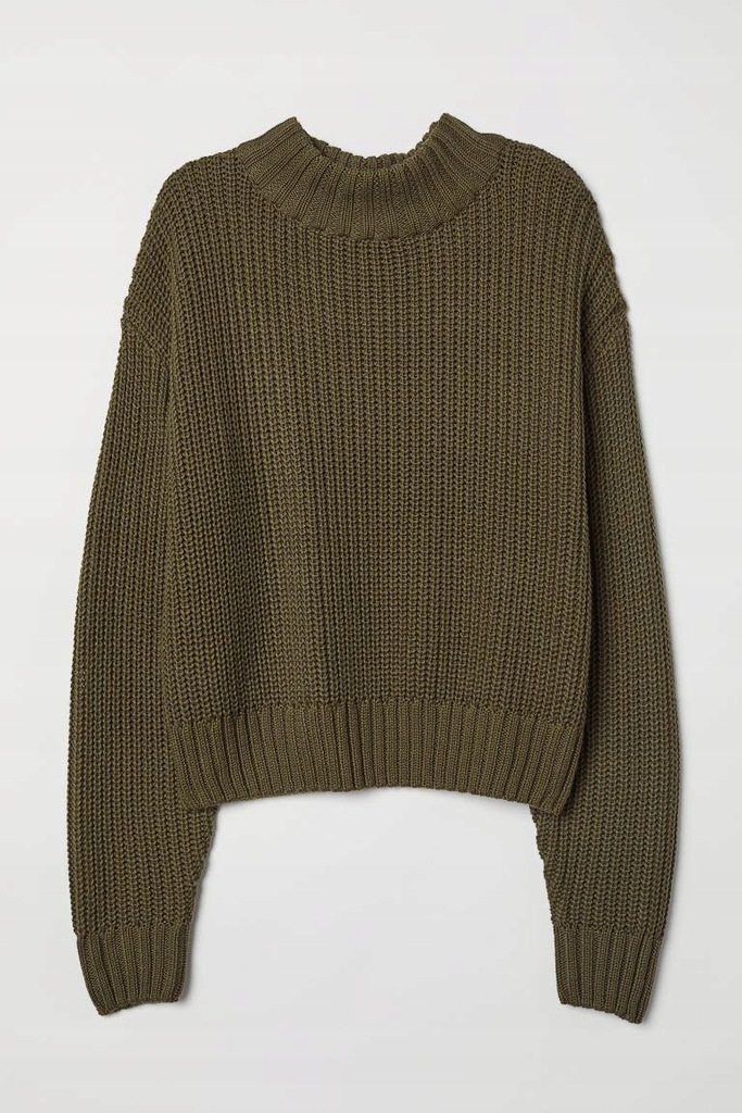 21S062 H&M__MJ9 KRÓTKI SWETER STÓJKA KHAKI__S