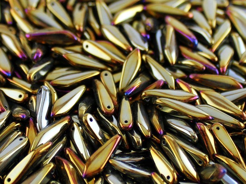 Dagger Beads Iris Brown 16x5mm - 10 sztuk