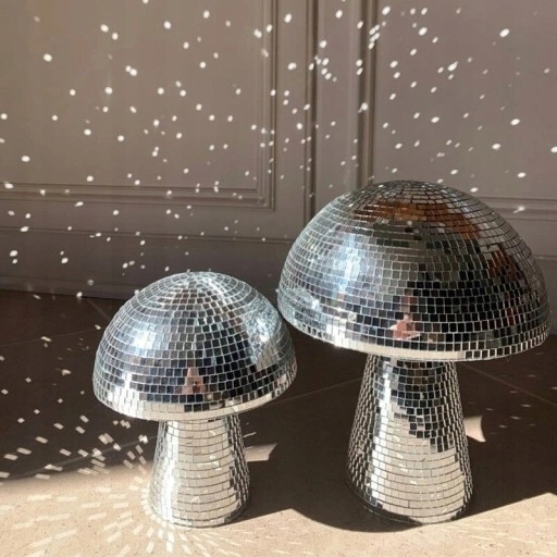 Grzyb Disco Ball Srebrne lustro Odblaskowa kula