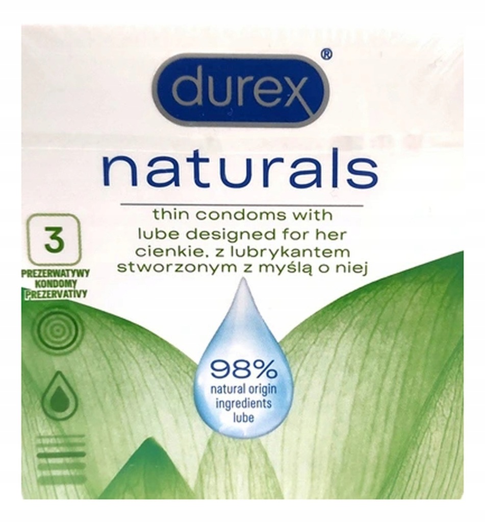 Durex Naturals Cienkie prezerwatywy 3szt WYPRZEDAŻ