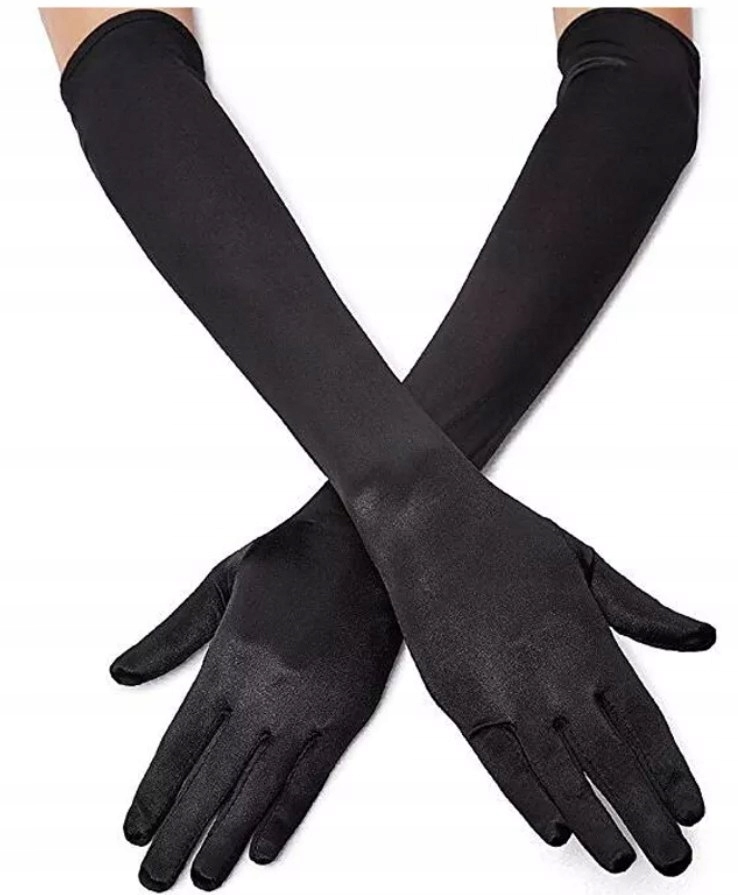 Długie rękawiczki wieczorowe sexy czarne retro
