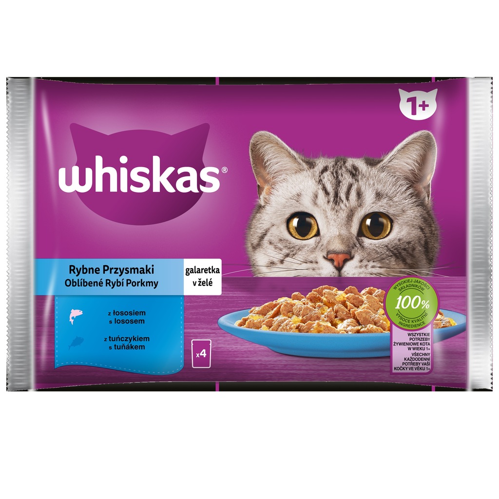 WHISKAS sasz. 4x85g RYBNE PRZYSMAKI W GALARETCE