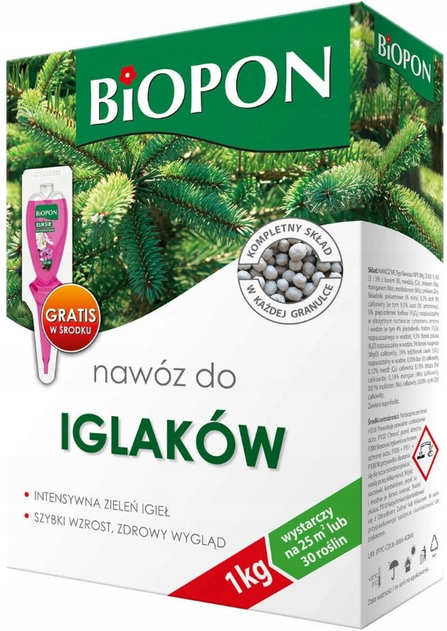 Biopon NAWÓZ do Iglaków Granulat 1kg + GRATIS!