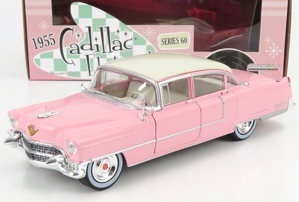 GREENLIGHT CADILLAC FLEETWOOD Series 60 1955 Pink w/white roof 1:24