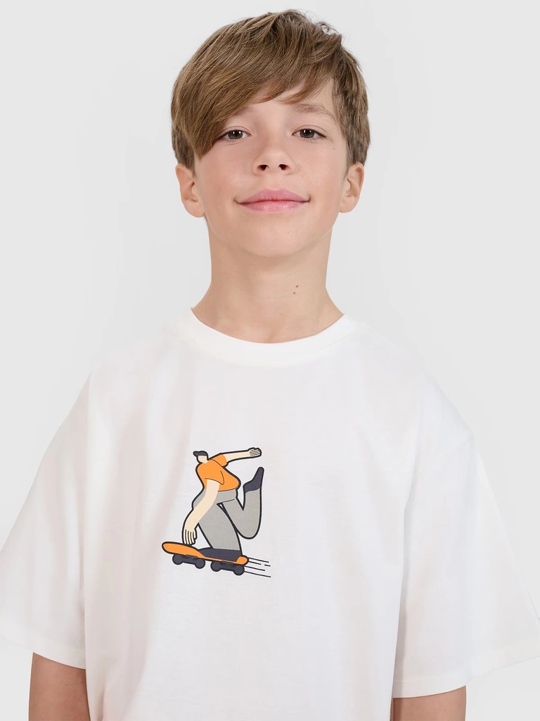 Chłopięcy t-shirt z nadrukiem 4F 4FJRSS25TTSHM2641-11S 164