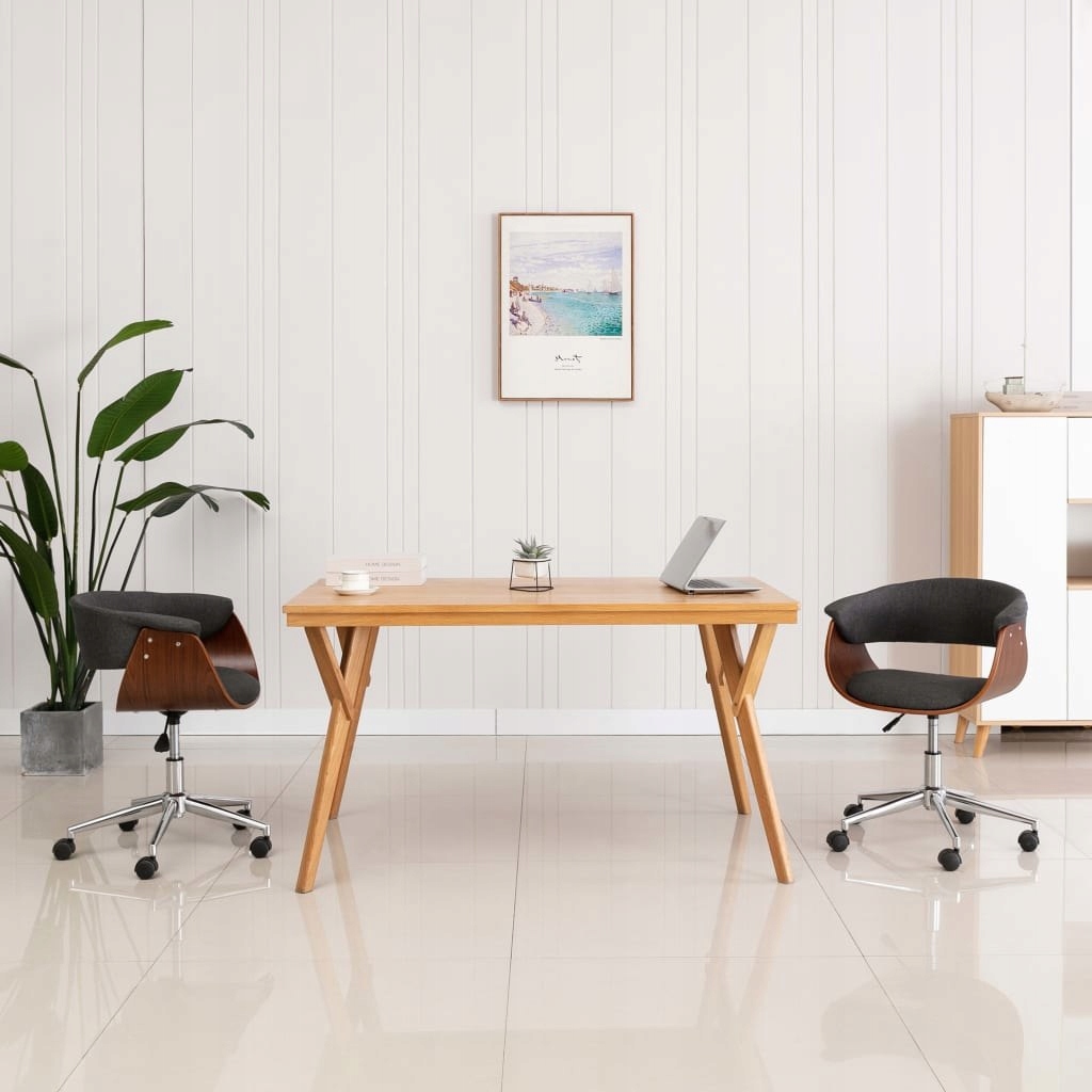 VidaXL Obrotowe krzesło biurowe, szare, gięte drew