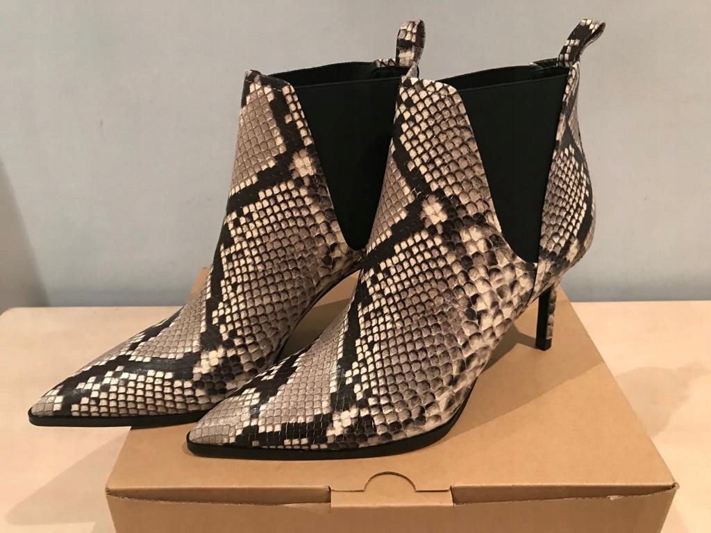 ZARA WOMAN botki snake skóra naturalna 38 NOWE