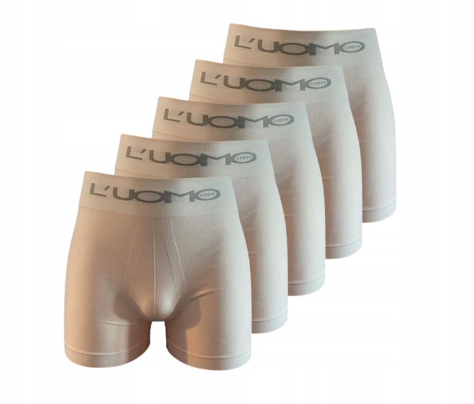 5-Pak Majtek Męskich L'UOMO Białe Mikrofibra S/M