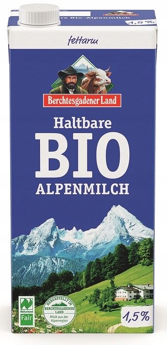 MLEKO ALPEJSKIE UHT 1,5 % BIO 1L BERCHTESGADENER L